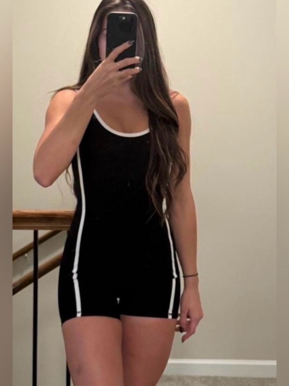 WILO THE LABEL black ribbed nylon active romper size small workout gym athletic